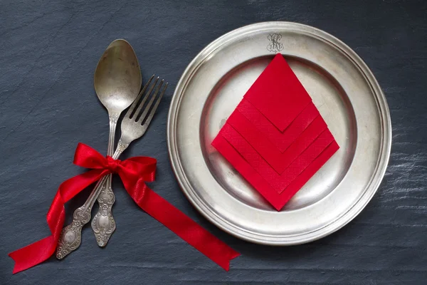 Cubertería de Navidad en la mesa fondo abstracto de la comida — Foto de Stock