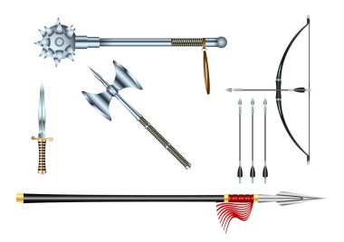 Gerçekçi 3D Set Steel soğuk silahlarla savaşıyor