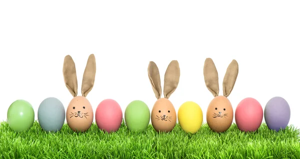 Huevos divertidos conejito de Pascua — Foto de Stock