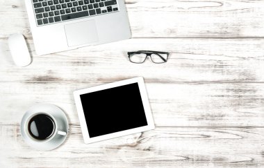 Dizüstü bilgisayar, Tablet Pc, fincan kahve.
