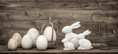 Easter bunny Paskalya yumurtaları. Vintage iç dekorasyon