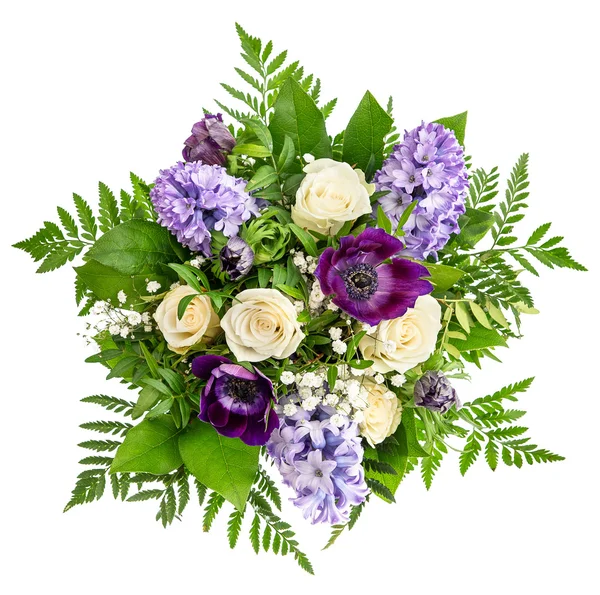 Rosor och Hyacinth blommor. Vår bukett — Stockfoto