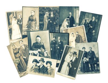 Vintage aile ve düğün fotoğrafları. Tonda retro