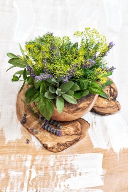 Taze otlar dere otu, kekik, adaçayı, lavanta, nane, fesleğen. Sağlıklı fo
