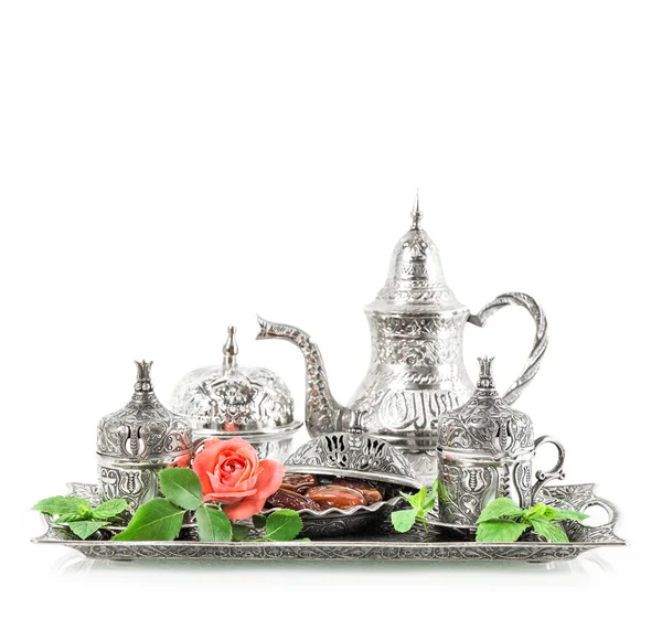 Férias mesa de chá definição Oriental hospitalidade conceito Eid muba — Fotografia de Stock