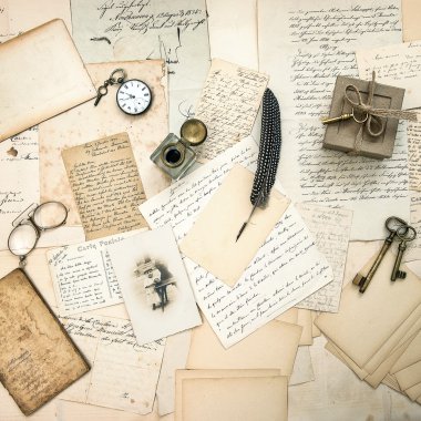 eski mektup ve kartpostallar, vintage Aksesuar ve antika fotoğraf