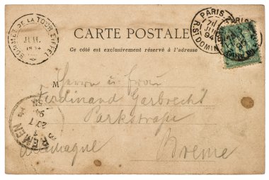 Vintage el yazısıyla yazılmış kartpostal mektup. Kullanılan kağıt doku backgrou