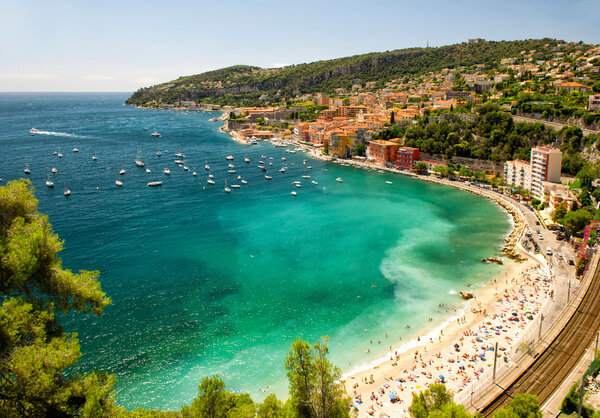 Французская Ривьера, Средиземное море голубое небо Villefranche Ницца
