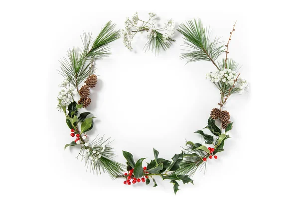 Decorazione Della Corona Natale Sfondo Bianco Foto Stock Stile — Foto Stock