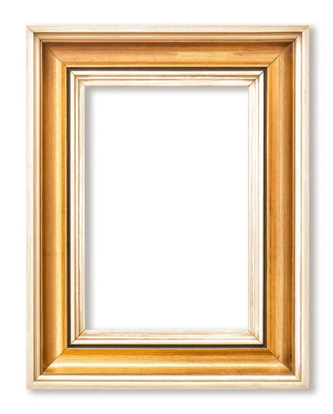 Golden Wooden Picture Frame Isolated White Background — Stock Photo, Image