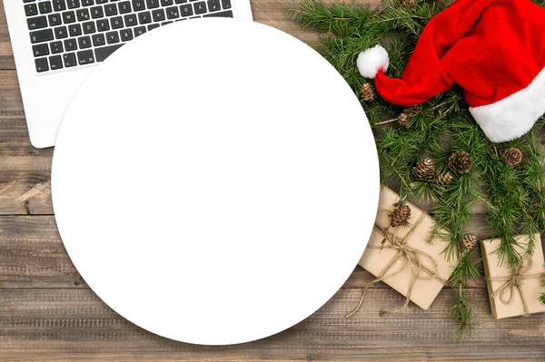 Mockup Scrivania Ufficio Con Decorazione Natale Spazio Copia Tuo Messaggio — Foto Stock