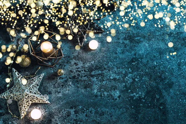 Christmas Background Stars Candles Lights Decoration — Stock Photo, Image