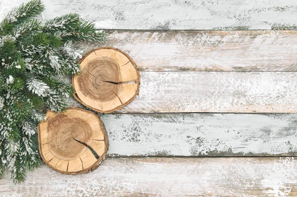Kerst Platte Lay Mock Met Houten Decoratie — Stockfoto