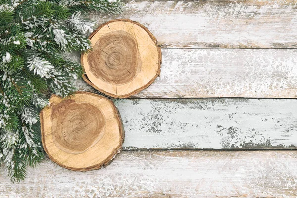 Kerst Platte Lay Mock Vintage Houten Decoratie — Stockfoto