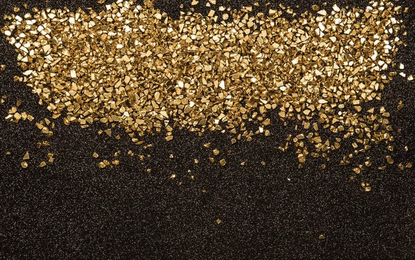 Gouden Glitter Stenen Zwarte Achtergrond — Stockfoto