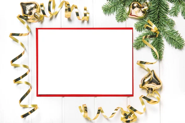 Christmas Card Mock Golden Decoration — Stock Photo, Image