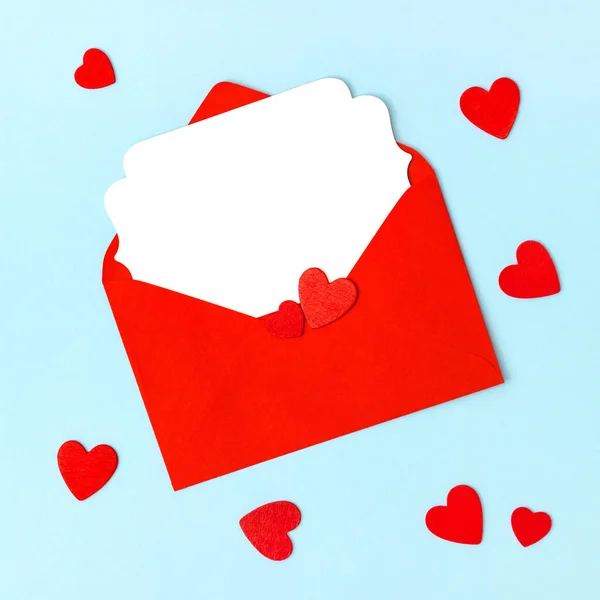 Letter paper with envelope hearts decoration. Valentined Day background