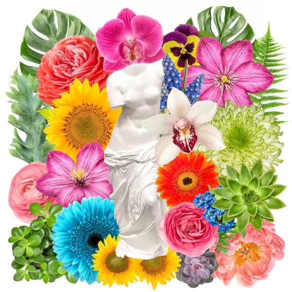 Venus Flowers Creative Collage Beauty Spring Summer Concept Blooming Flower — Stock Photo, Image