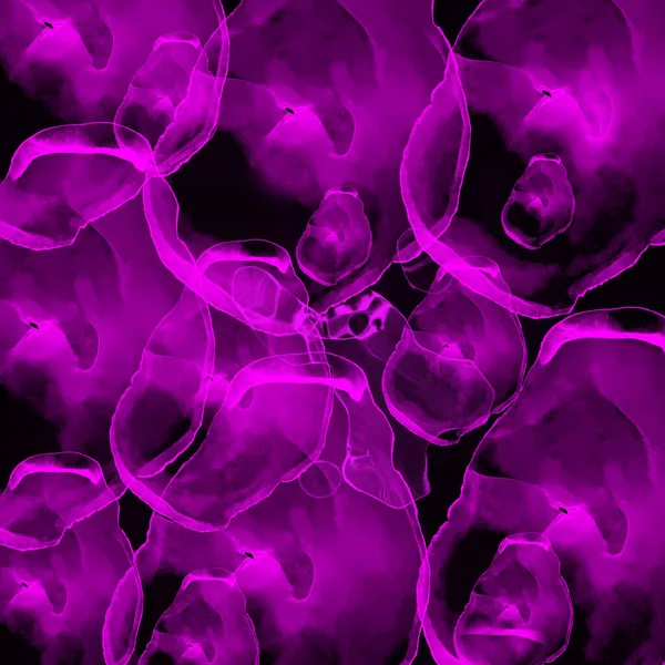 Paarse Vormen Zwarte Achtergrond Violet Neon Trendy Textuur — Stockfoto