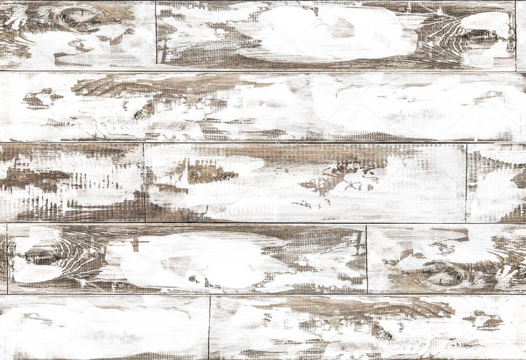 Rustic wooden background. Wood texture with white colored plank