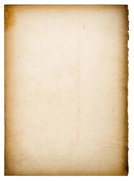 Yırtık Kenarları Beyaz Arkaplanda Izole Edilmiş Eski Kağıt Sayfası — Stok fotoğraf