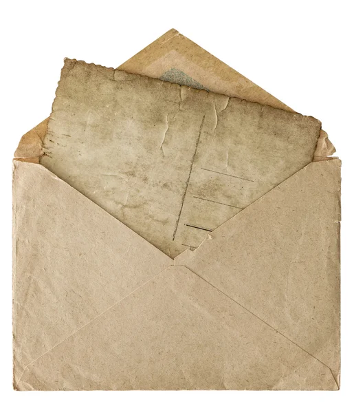 Envelope de correio post estilo retro com cartão postal carta — Fotografia de Stock