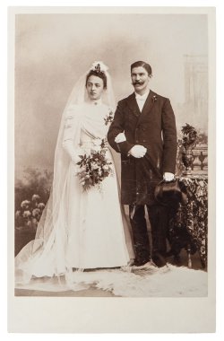 antika düğün fotoğrafı. Sadece evli çift portresi
