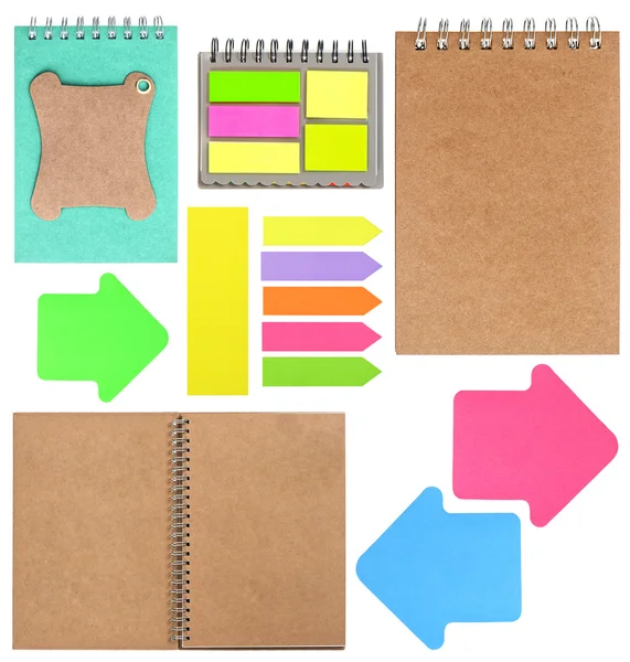 Ring books, memos, tags, note papers and stickers — Stock Photo, Image