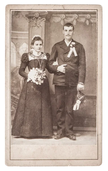 Vintage wedding photo. just married couple. antique picture — Stock Photo, Image