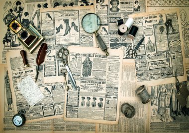 antique accessories, vintage fashion newspaper advertising clipart
