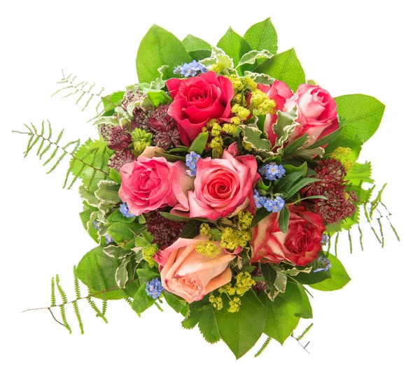 Rosen Strauß isoliert auf weißem Hintergrund. rosa und rote Blume — Stockfoto