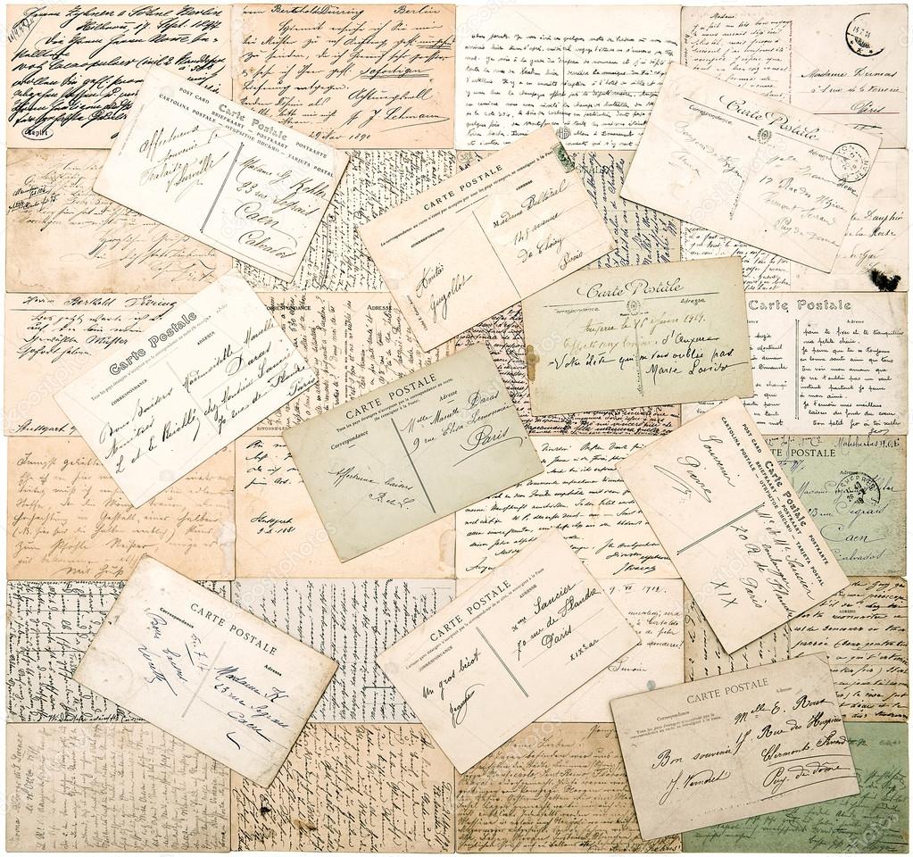 vintage postcards. handwritten undefined texts