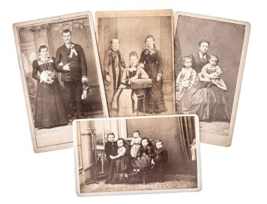 Vintage family and wedding photos circa 1880-1900 clipart