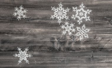 ahşap arka plan christmas dekorasyon beyaz kar taneleri