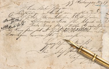 Kaligrafi el yazısı metin ve vintage mürekkep pe ile eski mektup