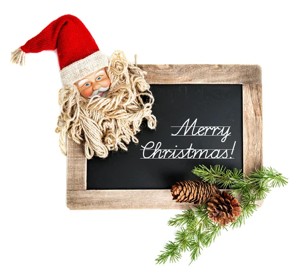 Christmas decoration Santa Claus with blackboard — Stock Photo, Image