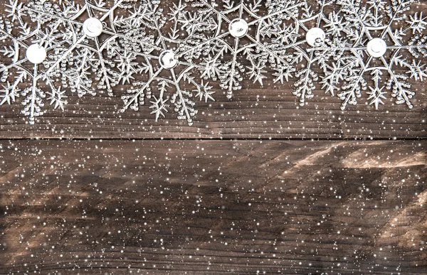 Christmas decoration snowflakes with snowfall effect — Stock Photo, Image