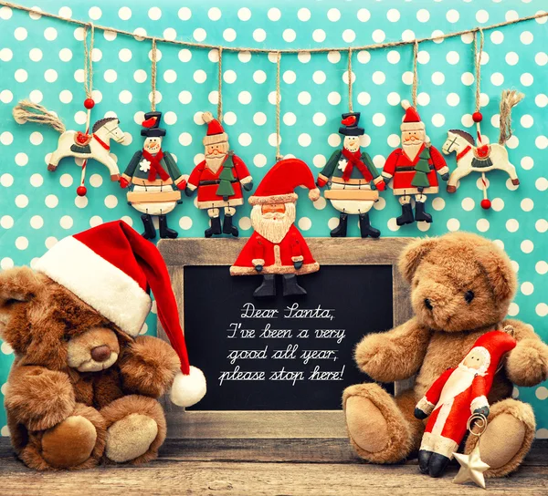 Nostalgic home christmas decoration with antique toys — Stock Photo, Image