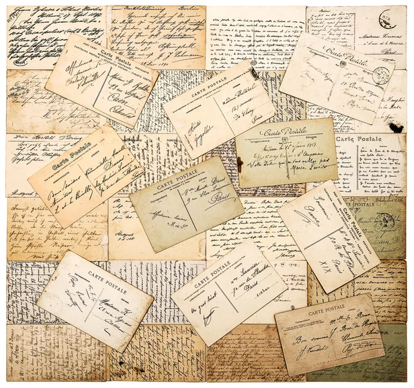 Cartes postales manuscrites vintage. fond de papier grunge Image En Vente