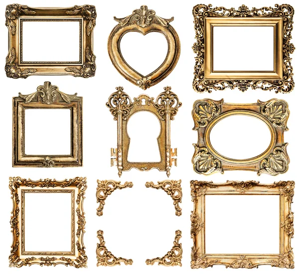 Golden frames. baroque style antique objects — Stock Photo, Image