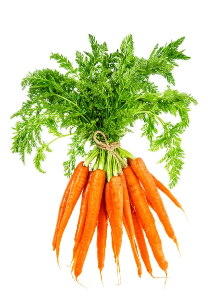 Φρέσκα καρότα με πράσινα φύλλα. Λαχανικό. Τροφίμων — Φωτογραφία Αρχείου
