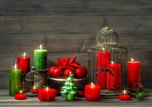 Decoración de Navidad con velas. — Foto de Stock