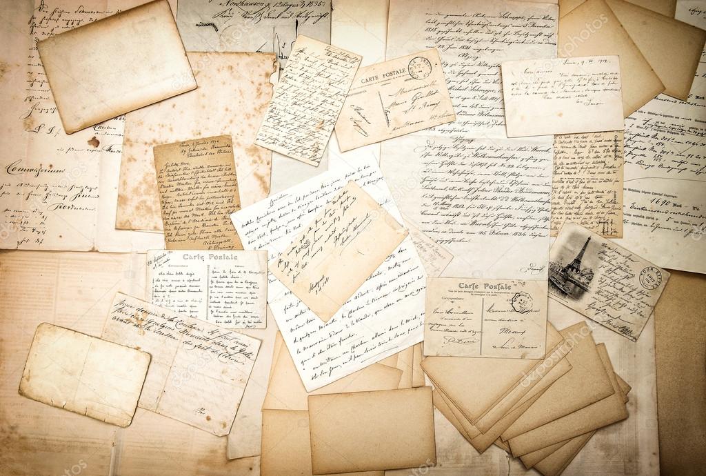 Handwritings and vintage postcards
