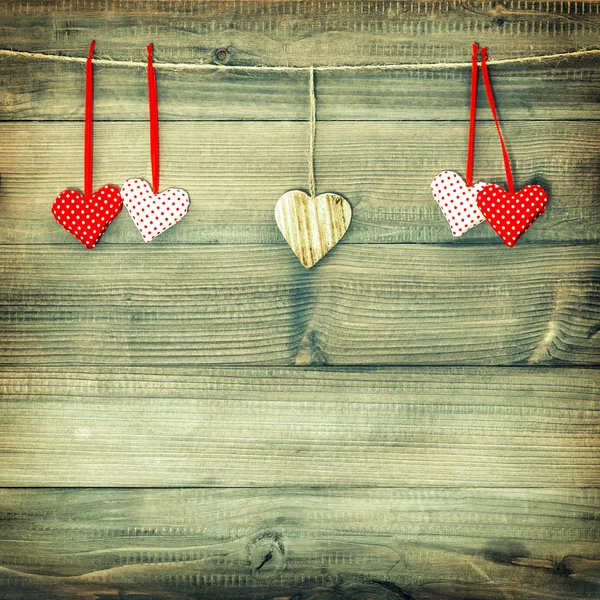 Red hearts. Valentines Day. Instagram style filter — Stock Photo, Image