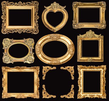 Set of golden frames clipart