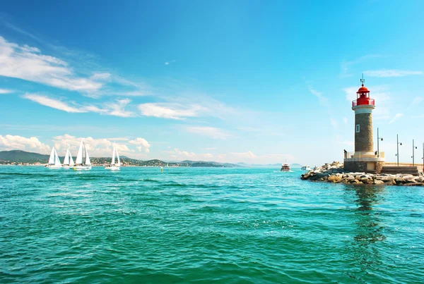 Lighthouse of St. Tropez. Mediterranean landscape. French rivier — Stock Photo, Image