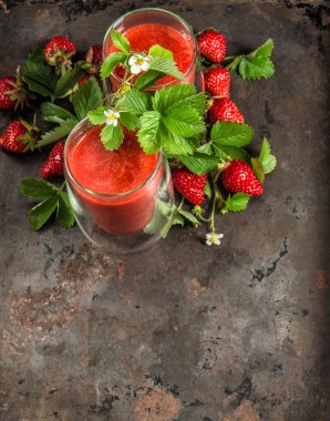 Healthy fresh strawberry smoothie. Detox concept