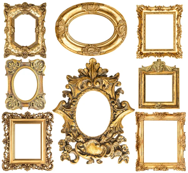Golden frames. Baroque style antique objects. Vintage collection — Stock Photo, Image