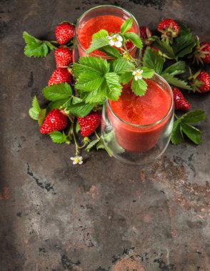 Healthy fresh strawberry smoothie. Detox food concept