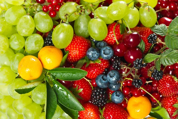 Fresh fruits and berries. Food ingredients. Healthy nutrition — Stock Photo, Image
